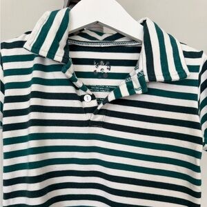 Kickee Pants Teal and White Striped Polo